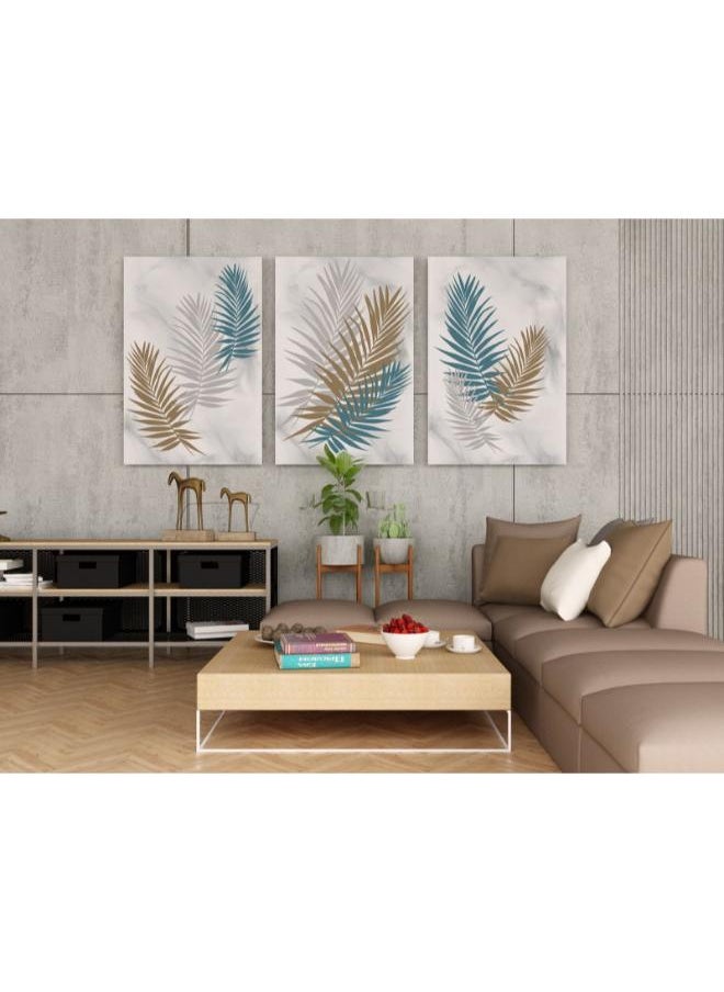 Home Gallery - Set of Set 3 Abstract decorative background poster with palm branches and leaves in boho style - Image 1