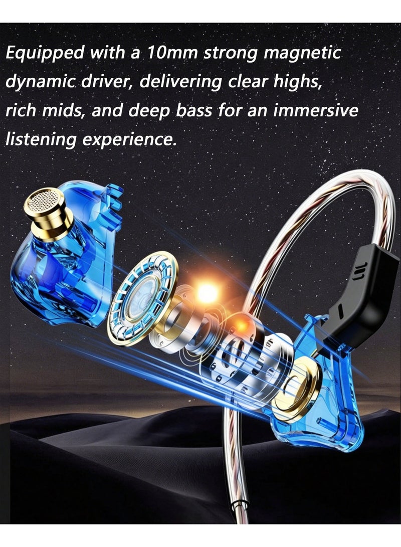 Type-C Wired Earbuds HIFI In-Ear Monitor Headphones with Microphone, Detachable Cable, Noise Isolating Earhook Headphones for Gaming, Music, Calls,Sports.(1.2 Meters) - Image 4
