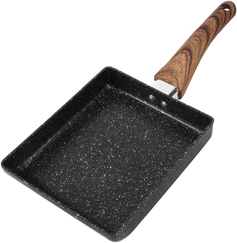 HARI® Omelette Pan, 7.3" X 6” Nonstick Egg Pan Rectangle Egg Frying Pan Japanese Egg Pan Cast Iron Egg Pan Skillet Crepe Pan Mini Frying Pan, Black - Image 1