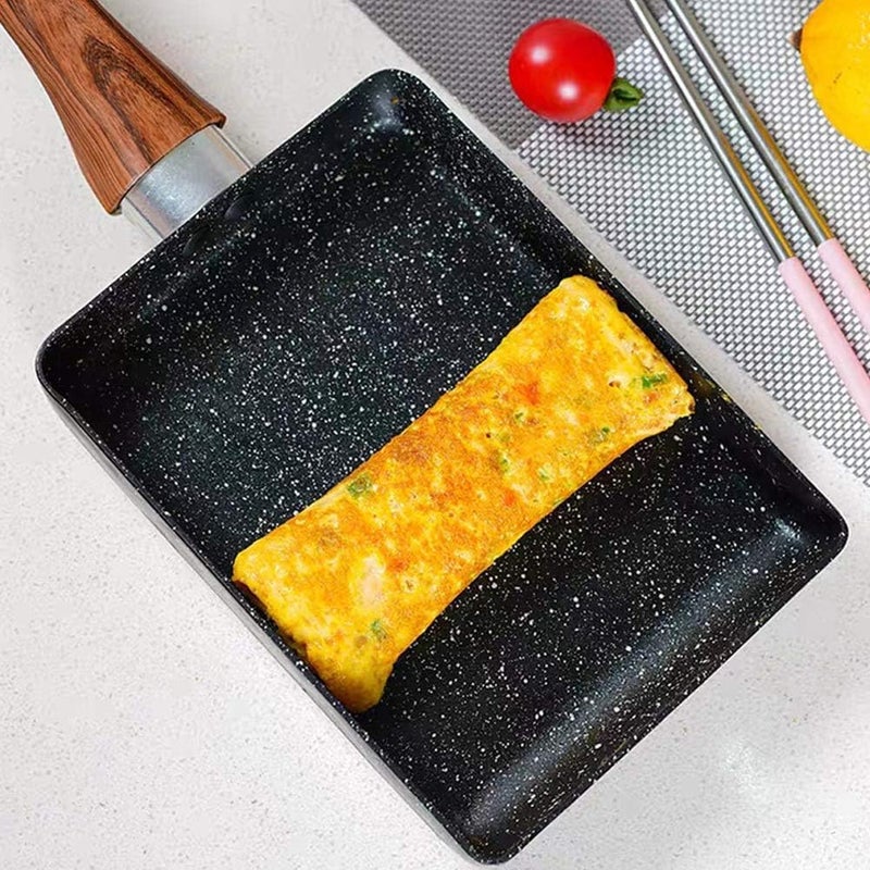 HARI® Omelette Pan, 7.3" X 6” Nonstick Egg Pan Rectangle Egg Frying Pan Japanese Egg Pan Cast Iron Egg Pan Skillet Crepe Pan Mini Frying Pan, Black - Image 4