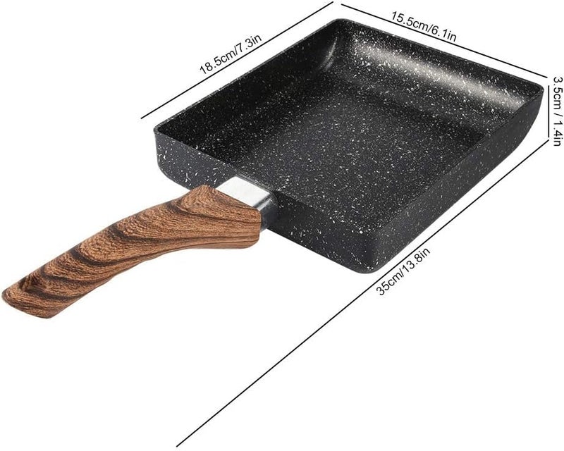 HARI® Omelette Pan, 7.3" X 6” Nonstick Egg Pan Rectangle Egg Frying Pan Japanese Egg Pan Cast Iron Egg Pan Skillet Crepe Pan Mini Frying Pan, Black - Image 3