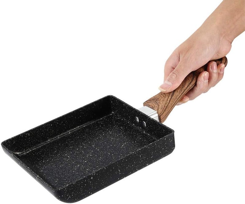 HARI® Omelette Pan, 7.3" X 6” Nonstick Egg Pan Rectangle Egg Frying Pan Japanese Egg Pan Cast Iron Egg Pan Skillet Crepe Pan Mini Frying Pan, Black - Image 5