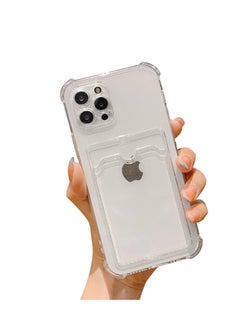 Generic Clear Wallet Phone Case for iPhone 12 Pro (6.1 Inch) Upgrade Card Slot Case Slim Fit Protective Soft TPU Shockproof Cover with Cute Card Holder - Transparent 