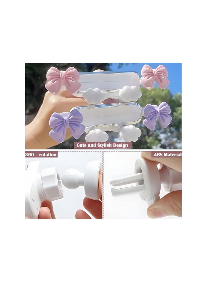 S-TOP Bow Car Phone Holder 2026 New, Hands-Free Adjustable 360° Rotating Air Vent Mount, for Universal Smartphones, Secure Grip, Cute Girly Car Accessory Gift, for Women Girls, Pink - Image 2