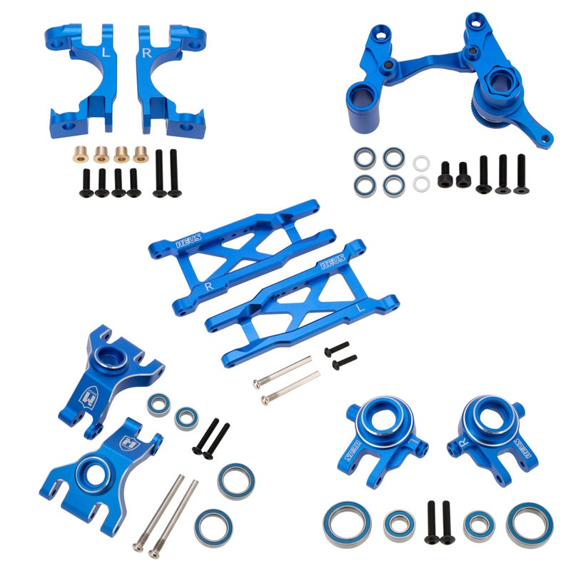 MEUS RACING Upgrades for Traxxas 110 4X4 SlashRustlerF150 Raptor RHossJatoFiesta Stub Axle CarrierCHubSteering KnucklesSteering Bellcrank SetSuspension Arms LR Blue - Image 3