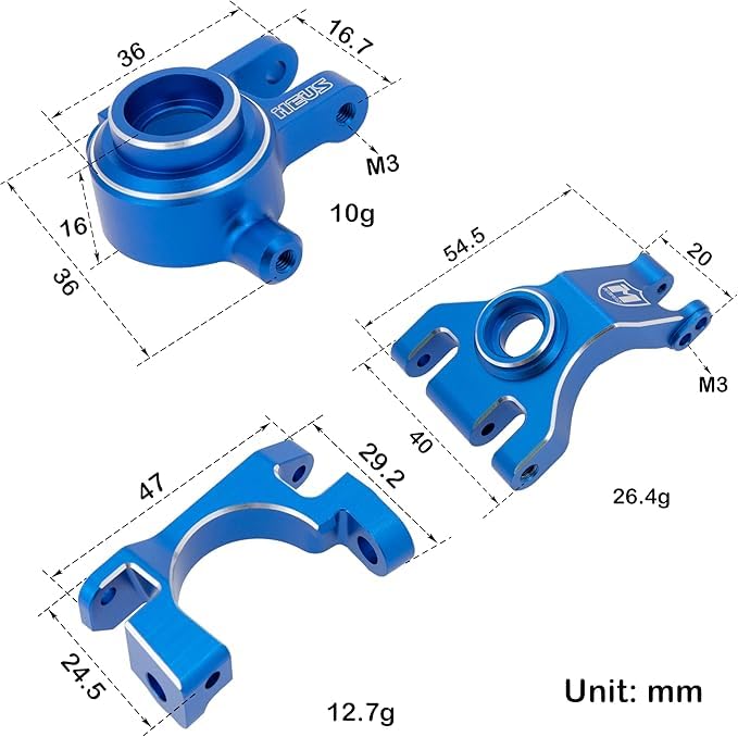 MEUS RACING Upgrades for Traxxas 110 4X4 SlashRustlerF150 Raptor RHossJatoFiesta Stub Axle CarrierCHubSteering KnucklesSteering Bellcrank SetSuspension Arms LR Blue - Image 5