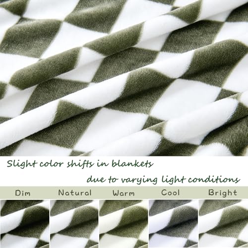Yurhap Checkered Baby Blanket Fleece Baby Blankets for Boys, Ultra Soft Cozy Fluffy Infant Toddler Newborn Receiving Blankets for Crib Stroller, 30''x40'', Dark Olive - Image 5