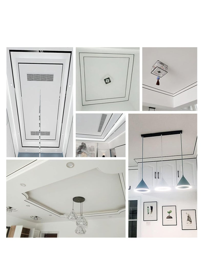 SYOSI - Stainless Steel Wall Molding Trim Peel and Stick, Flexible Self-Adhesive Metal Trim for Ceiling, Mirror Frame and More, Mirror-Like Finish Metallized Black - Image 1
