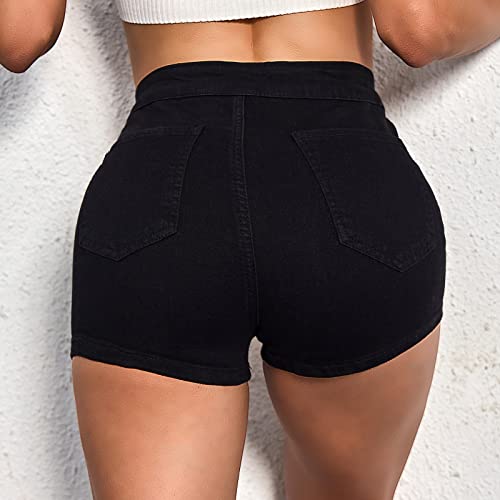 VIPONES Jeans Shorts Womens High Waisted Stretchy Sexy Butt-Lifting Hot Denim Shorts Black(301, XS) - Image 3