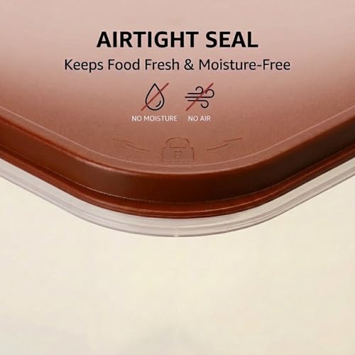 Mahaware Modular Square Plastic Kitchen Container Set, 5.5 litre, Set of 3, Brown - Image 3