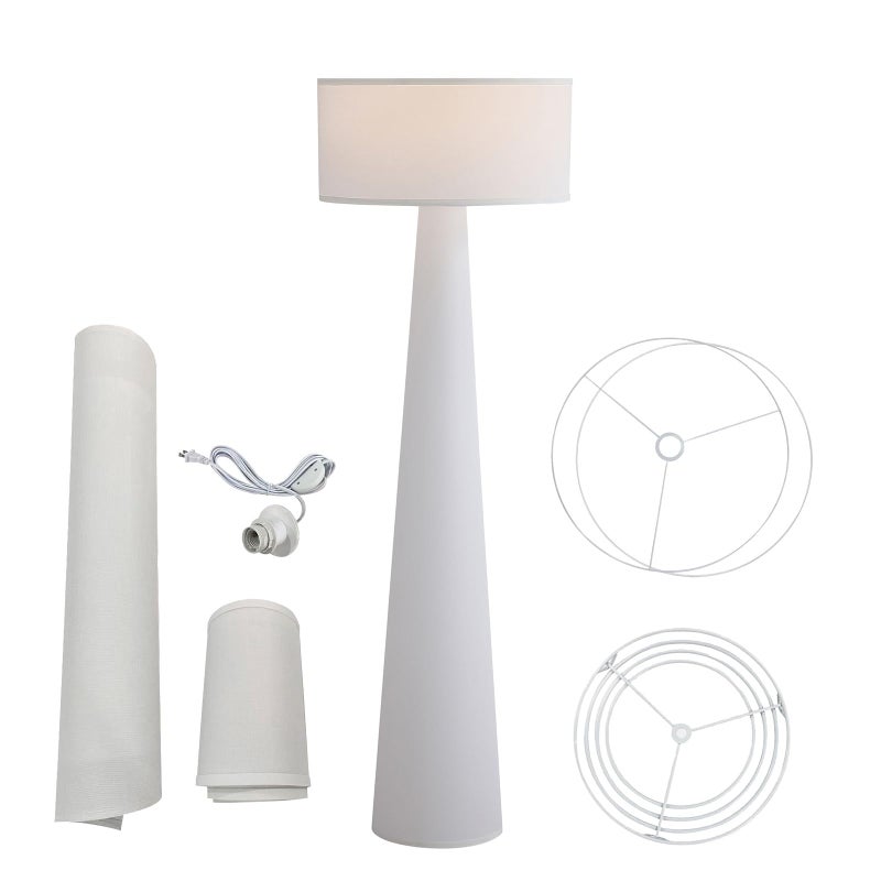 Branch & Wick Co. Floor Lamp - Branch and Wick â€“ 59â€ Tall Standing Linen Lamp with Fabric Shade, LED Bulb Included â€“ Elegant Corner Lamp for Living Room, Bedroom, Office - White - Image 1