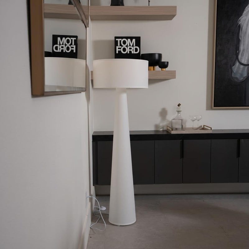 Branch & Wick Co. Floor Lamp - Branch and Wick â€“ 59â€ Tall Standing Linen Lamp with Fabric Shade, LED Bulb Included â€“ Elegant Corner Lamp for Living Room, Bedroom, Office - White - Image 4