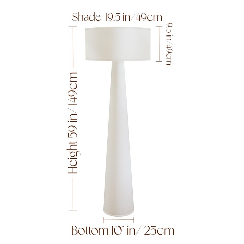 Branch & Wick Co. Floor Lamp - Branch and Wick â€“ 59â€ Tall Standing Linen Lamp with Fabric Shade, LED Bulb Included â€“ Elegant Corner Lamp for Living Room, Bedroom, Office - White - Image 5