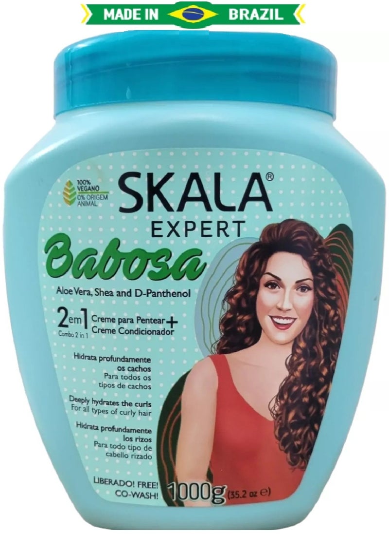 SKALA - Skala Babosa Treatment, Hydrates and Conditions Hair Cream (2 in 1) with Aloe Vera Extract, Shea Butter and D-Panthenol for All Types of Curly Hair 1000g (Brazilian) - Image 1