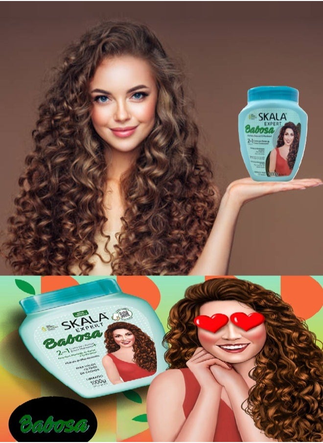 SKALA - Skala Babosa Treatment, Hydrates and Conditions Hair Cream (2 in 1) with Aloe Vera Extract, Shea Butter and D-Panthenol for All Types of Curly Hair 1000g (Brazilian) - Image 1