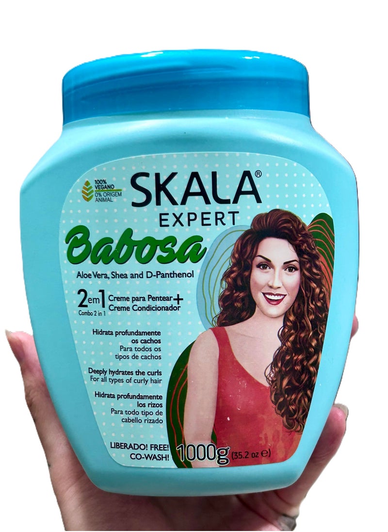 SKALA - Skala Babosa Treatment, Hydrates and Conditions Hair Cream (2 in 1) with Aloe Vera Extract, Shea Butter and D-Panthenol for All Types of Curly Hair 1000g (Brazilian) - Image 1