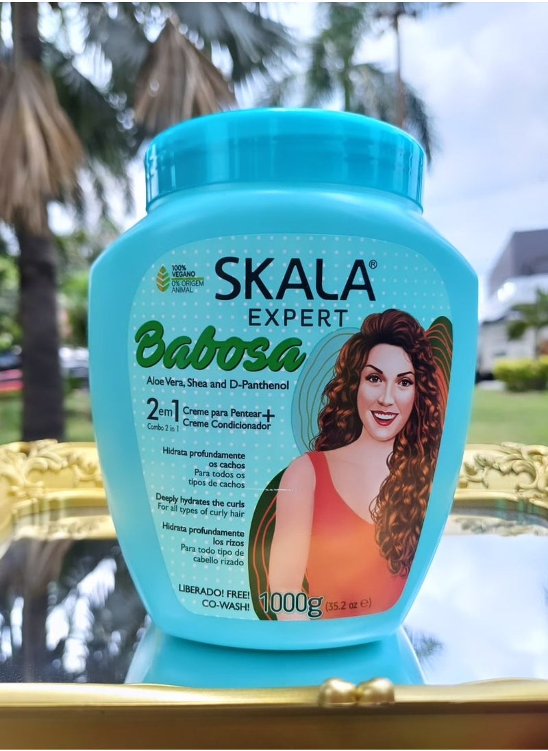 SKALA - Skala Babosa Treatment, Hydrates and Conditions Hair Cream (2 in 1) with Aloe Vera Extract, Shea Butter and D-Panthenol for All Types of Curly Hair 1000g (Brazilian) - Image 1