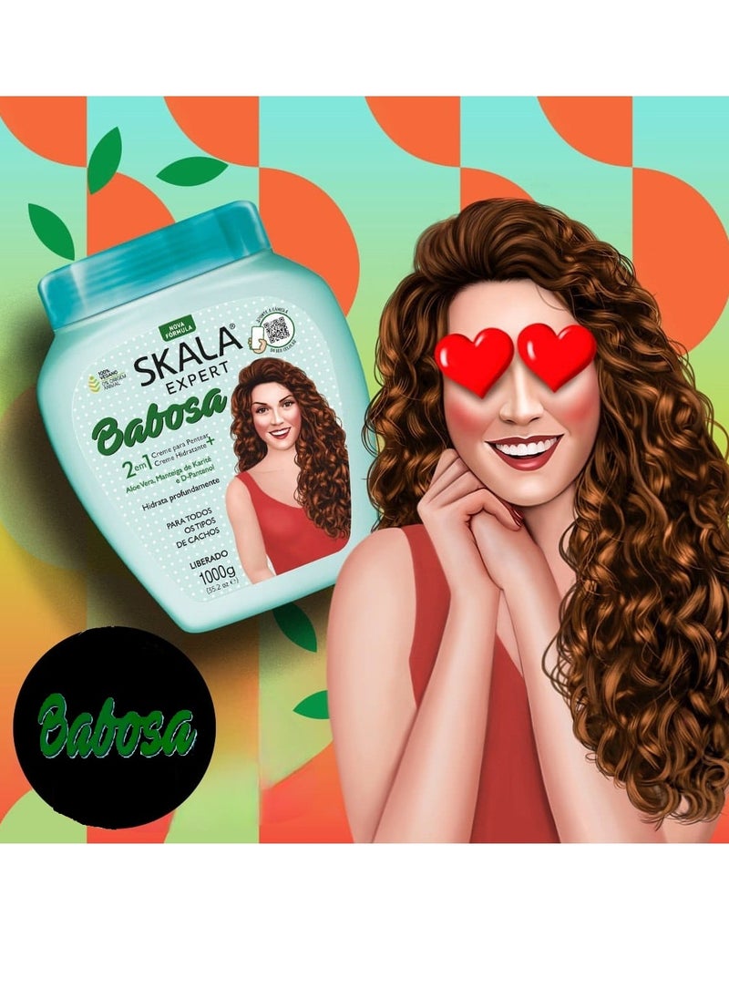 SKALA - Skala Babosa Treatment, Hydrates and Conditions Hair Cream (2 in 1) with Aloe Vera Extract, Shea Butter and D-Panthenol for All Types of Curly Hair 1000g (Brazilian) - Image 1