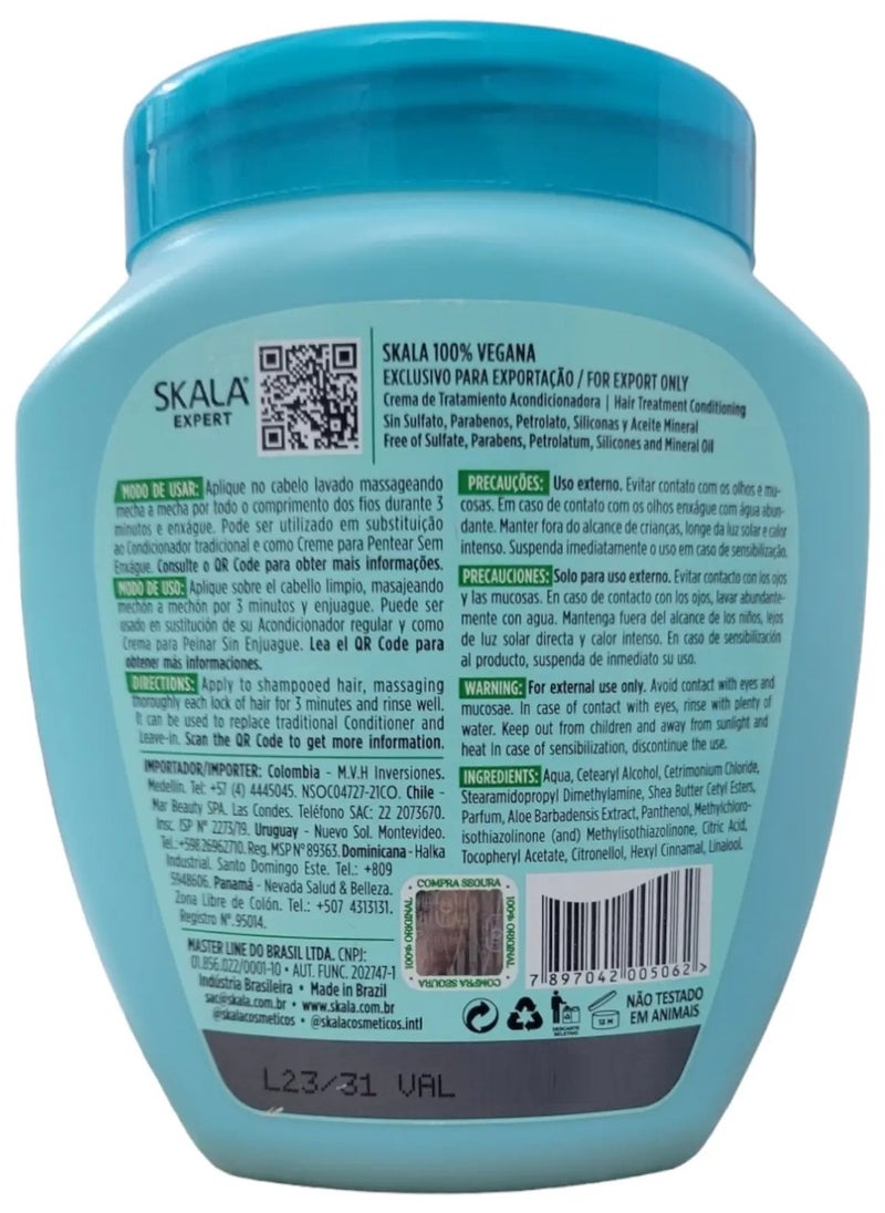 SKALA - Skala Babosa Treatment, Hydrates and Conditions Hair Cream (2 in 1) with Aloe Vera Extract, Shea Butter and D-Panthenol for All Types of Curly Hair 1000g (Brazilian) - Image 1