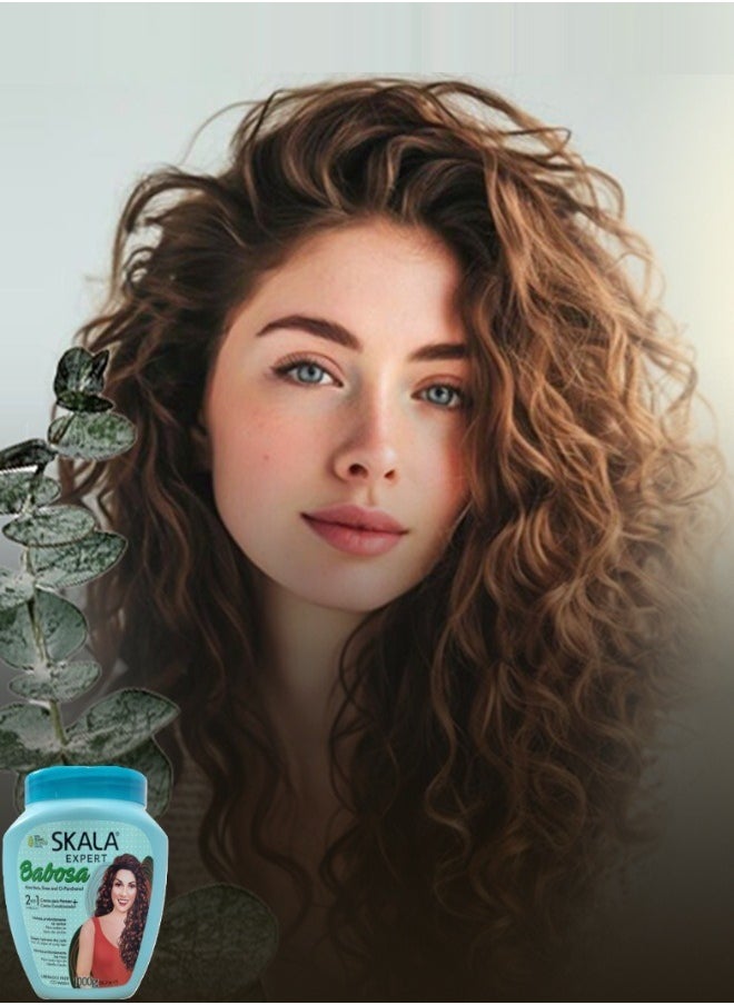 SKALA - Skala Babosa Treatment, Hydrates and Conditions Hair Cream (2 in 1) with Aloe Vera Extract, Shea Butter and D-Panthenol for All Types of Curly Hair 1000g (Brazilian) - Image 1