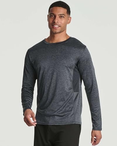 REALESSENTIALS Real Essentials 4 Pack: Mens Long Sleeve Dry Fit T Shirts Hiking Fishing Workout Gym Work Sun UPF 50 Wicking Running Tee, Set 4, Large - Image 2