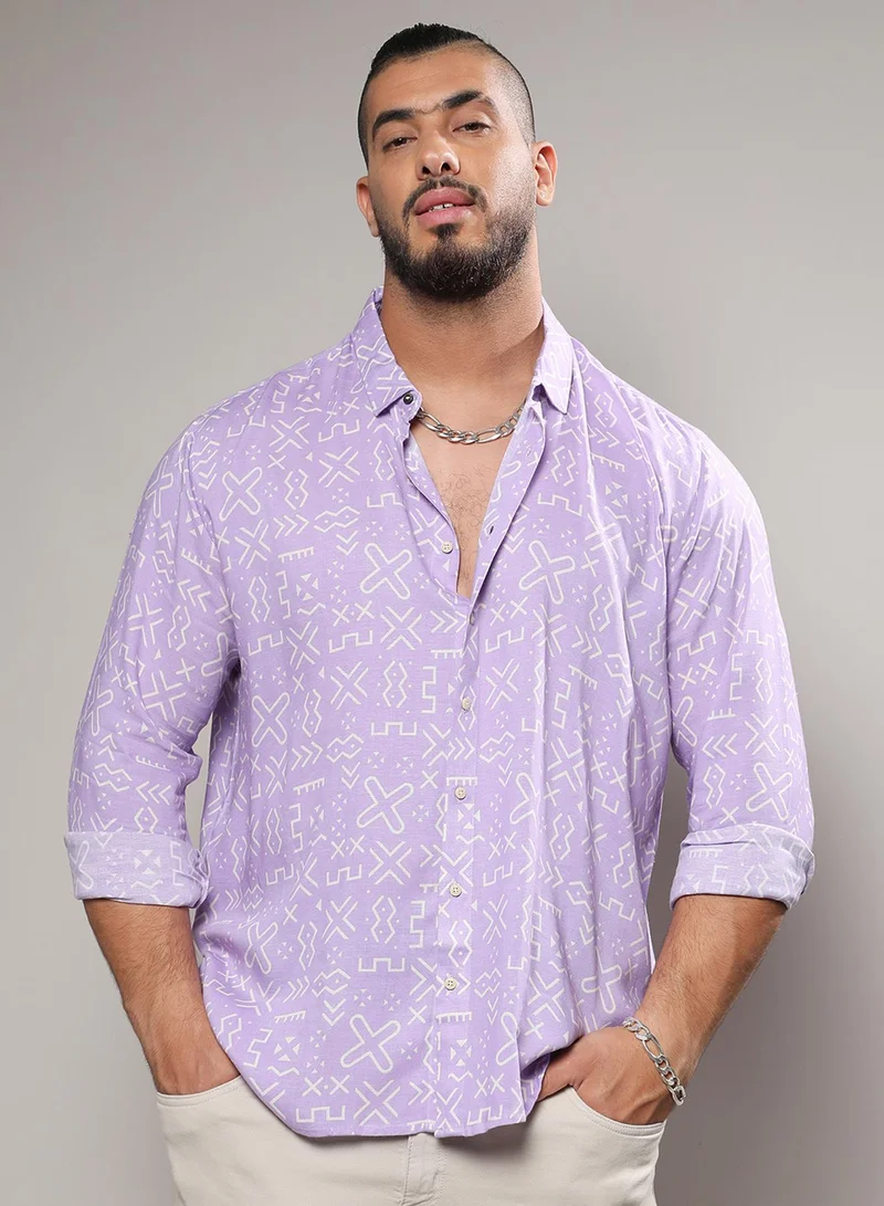 انستافاب بلس قميص رجالي لافندر مينيمال أزتيك من إنستافاب بلس