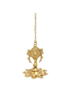 Pick End Now Pick End Now Traditional Design Brass Hanging Diya Nila Vilakku Oil Lamp Gada Padma Gada Chakra Padmanabha Swami Vishnu with 9 Diya Slots Product Dimensions 5x5x21In 800gm 