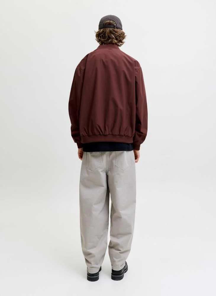 JACK & JONES solid zip through bomber jacket