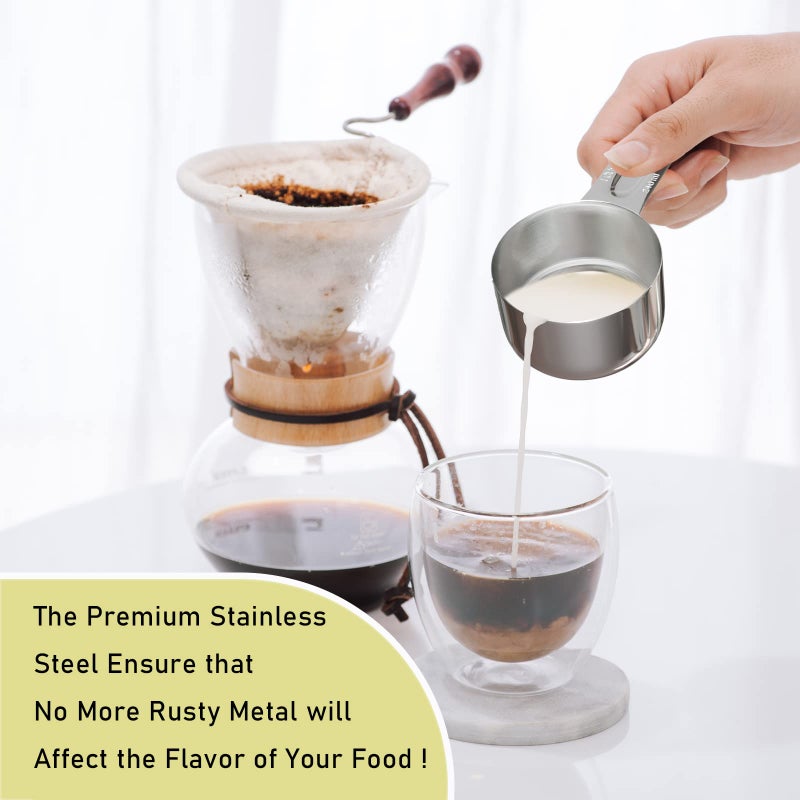 BERYLER بيريلر 2 عبوة 1 كوب (240 مل | 240 سم مكعب | 8 أونصة) كوب قياس من الفولاذ المقاوم للصدأ، كوب قياس معدني، أدوات المطبخ للطهي - Image 4