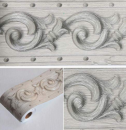 REDODECO Elegant Silver Grey Floral Molding Wallpaper Border Peel Stick Home Ceiling Decorative Border for Bathroom Living Room Kitchen 4inch by 16.4ft - Image 2