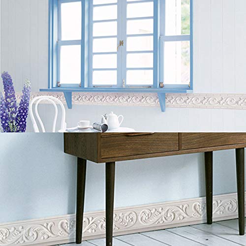 REDODECO Elegant Silver Grey Floral Molding Wallpaper Border Peel Stick Home Ceiling Decorative Border for Bathroom Living Room Kitchen 4inch by 16.4ft - Image 5