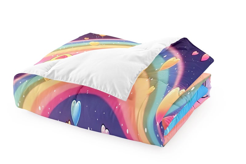 Jiospet Rainbow Cat Comforter Twin Size - Cat Bedding for Girls Room Cute Cartoon Rainbow Bedding Twin Sets for Kids, 1 Comforter+1 Pillowcase - Image 5