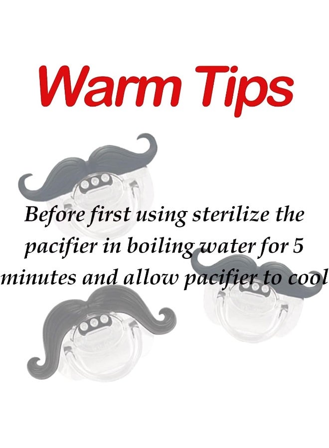 Zhovee 3pcs Mustache Pacifier, Gentleman Mustache Baby Pacifier, Pacifier 0-36 Months, Gift Pacifiers for Boys and Girls - Image 5