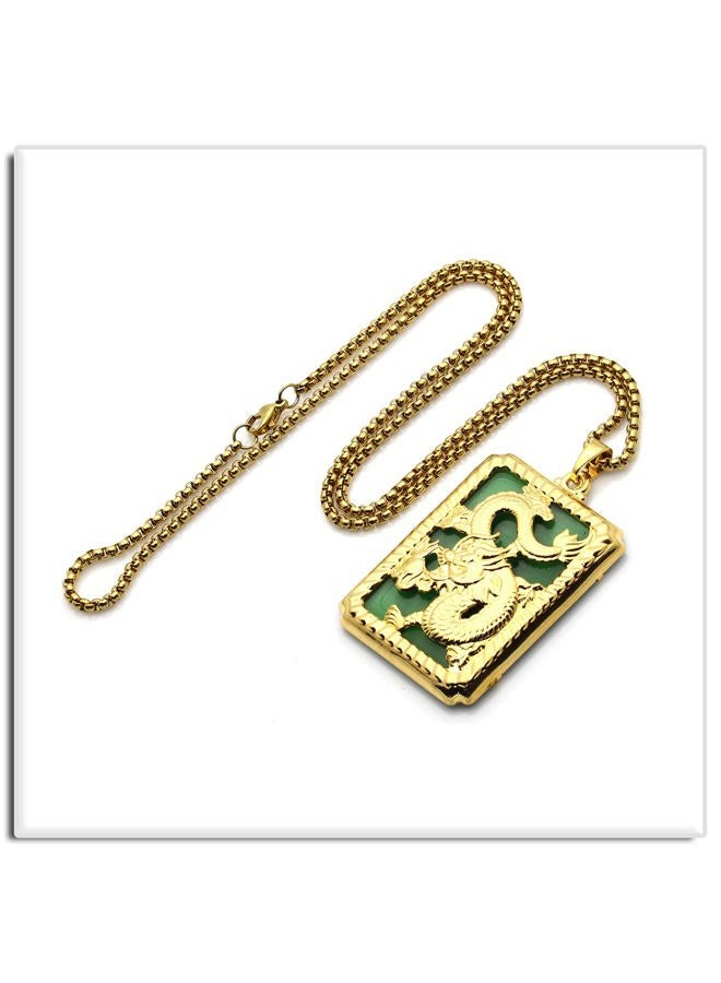 Xusamss Punk Jewelry Plated 18K Gold Dragon Dog Tag Pendant Necklace,22inches Box Chain, 53mm x 35mm, Metal, No Gemstone - Image 5