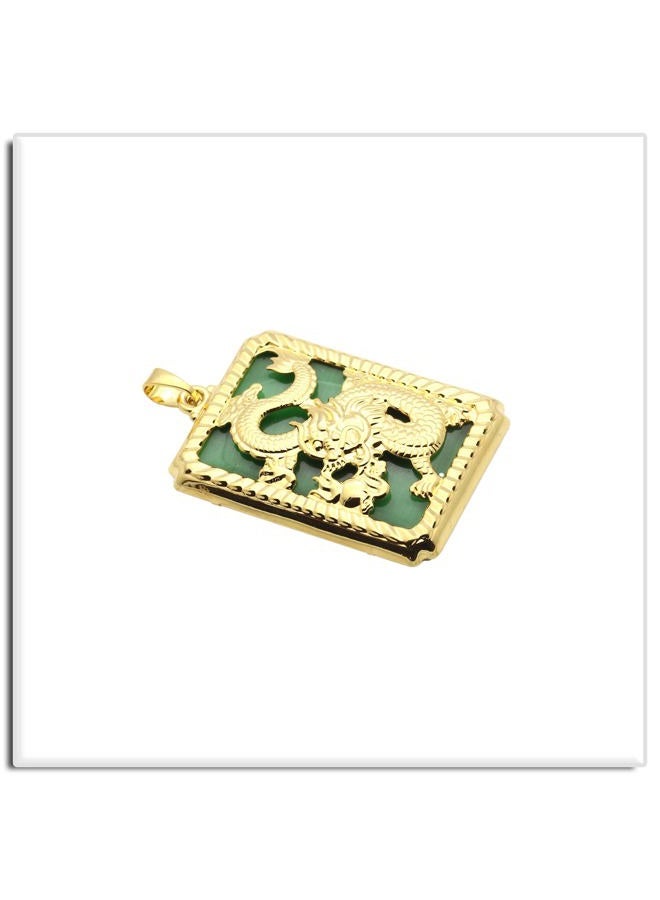 Xusamss Punk Jewelry Plated 18K Gold Dragon Dog Tag Pendant Necklace,22inches Box Chain, 53mm x 35mm, Metal, No Gemstone - Image 2