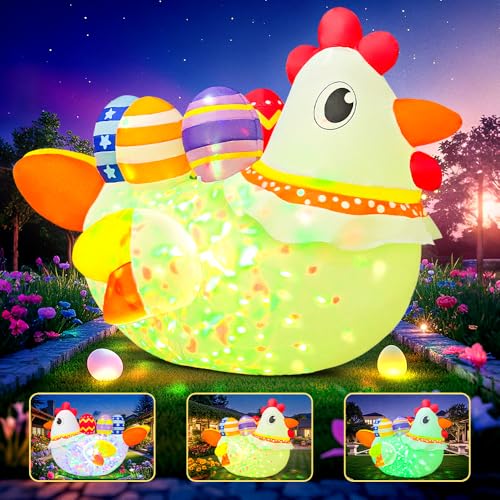 KOOY Builtin Colorful Lights 6FT Long Easter Inflatable Outdoor Decoration Inflatable Chick with Eggs Blow Up Yard Decor for Lawn Garden Holiday Party - Image 3