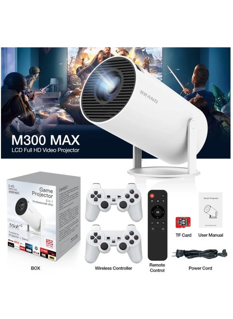 M300 MAX Retro Video Game Consoles Mini Portable Intelligent ProjectorHome Projector Android11 System 720P 64GB Games