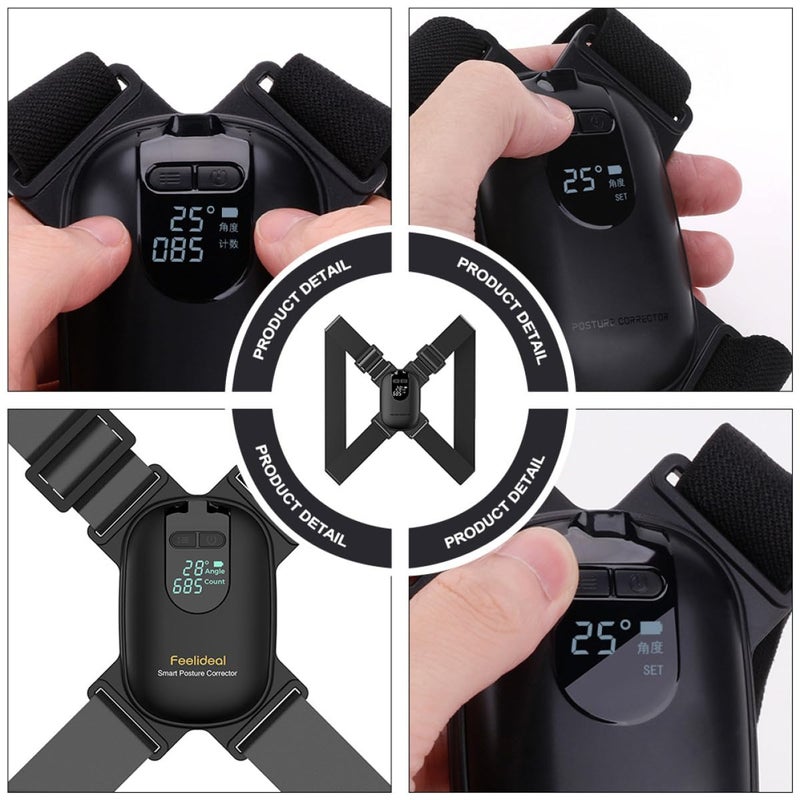 Smart Adjustable Posture Corrector Belt With Vibration Reminder For Adults Black - Image 4
