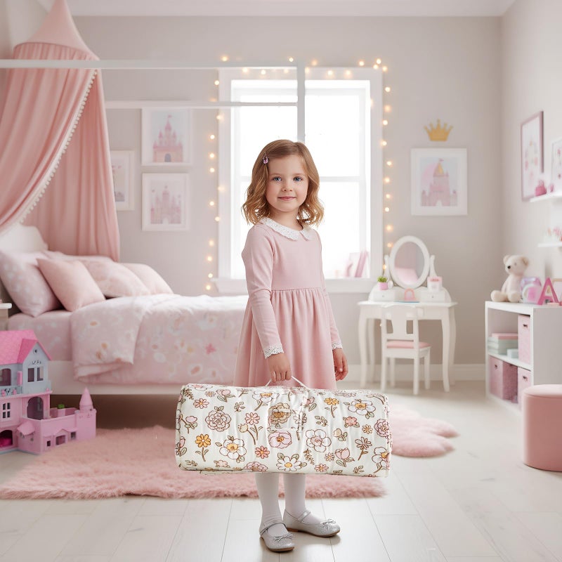 DuShow Toddler Nap Mat with Removable Pillow,Ultra Soft Slumber Bags for Girls,Kids Sleeping Bags with Rollup Design, Perfect for Preschool,Daycare, Kindergarten,-Floral - Image 5