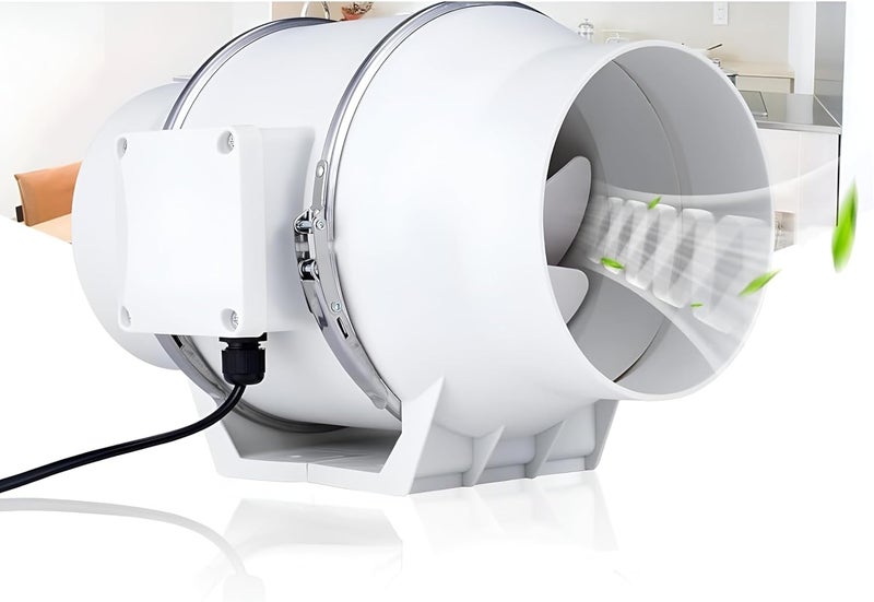 High-Performance Inline Duct Ventilation Fan - Quiet Exhaust & Intake Booster for Kitchen, Bathroom, Grow Rooms, HVAC (4-INCH, White) - Image 1