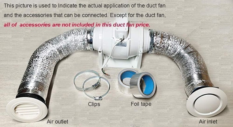 High-Performance Inline Duct Ventilation Fan - Quiet Exhaust & Intake Booster for Kitchen, Bathroom, Grow Rooms, HVAC (4-INCH, White) - Image 2