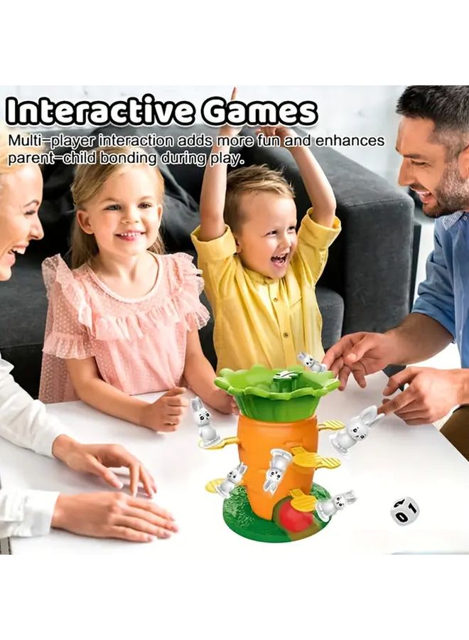 Carrot Balance Tower Toy For Kids Plastic Rabbit Vegetable Stackable STEM Game - Image 1