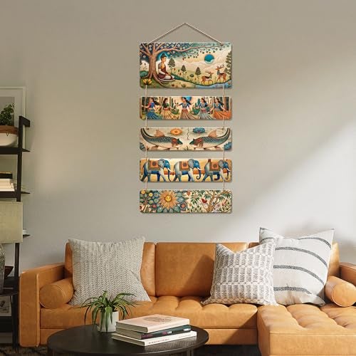 Artvibes Buddha, Elephant & Tribal Dance Wooden Wall Haning for Living Room | Spiritual Decor Items | Wall Art Painting For Hall | Wall Paintings | Handcrafted Art | Wall Poster | Gift Item (WH_6726N) - Image 4