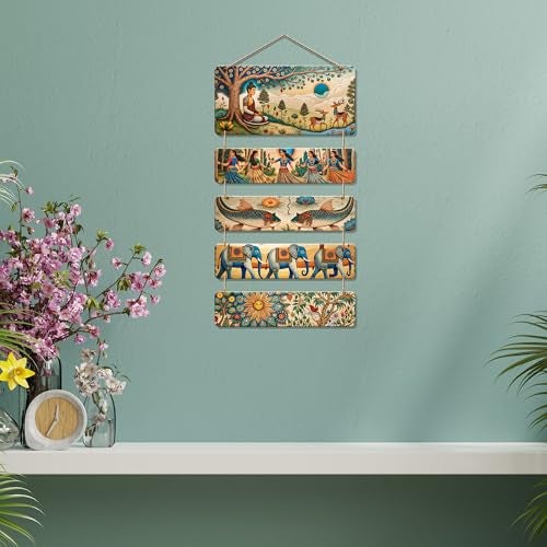 Artvibes Buddha, Elephant & Tribal Dance Wooden Wall Haning for Living Room | Spiritual Decor Items | Wall Art Painting For Hall | Wall Paintings | Handcrafted Art | Wall Poster | Gift Item (WH_6726N) - Image 2