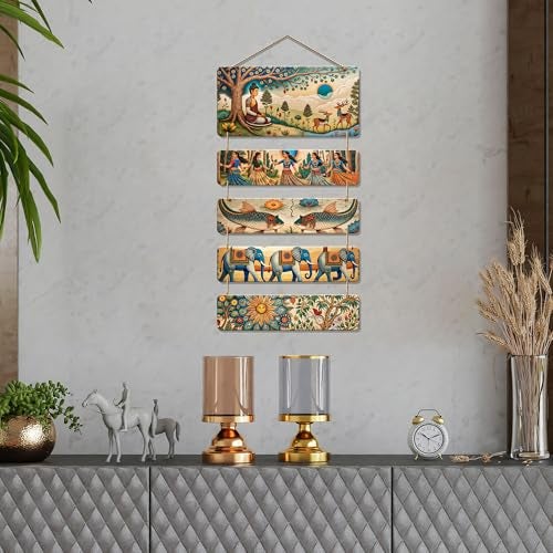 Artvibes Buddha, Elephant & Tribal Dance Wooden Wall Haning for Living Room | Spiritual Decor Items | Wall Art Painting For Hall | Wall Paintings | Handcrafted Art | Wall Poster | Gift Item (WH_6726N) - Image 3