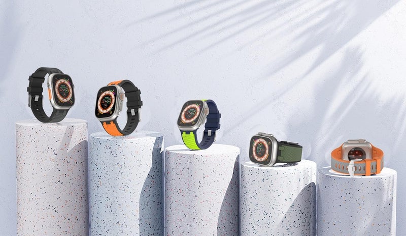 Printme Sports Silicone Dual Toned Band Compatible with Apple Watch 49 mm, 45 mm, 44 mm, 42 mm, Adjustable Strap for iWatch Series Ultra, Ultra 2, SE, SE 2, Series 3,4,5,6,7,8 (White) - Image 5