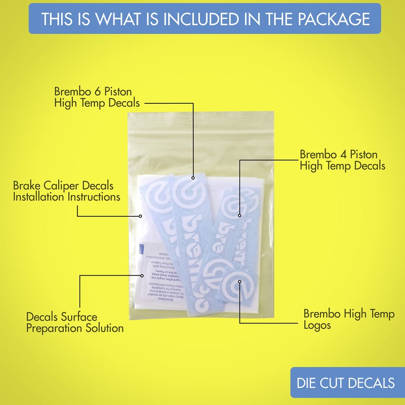 Brembo RG Brembo Stickers Combo Set, 6-Pieces for 4-6 Pistons Brakes - White - Image 2