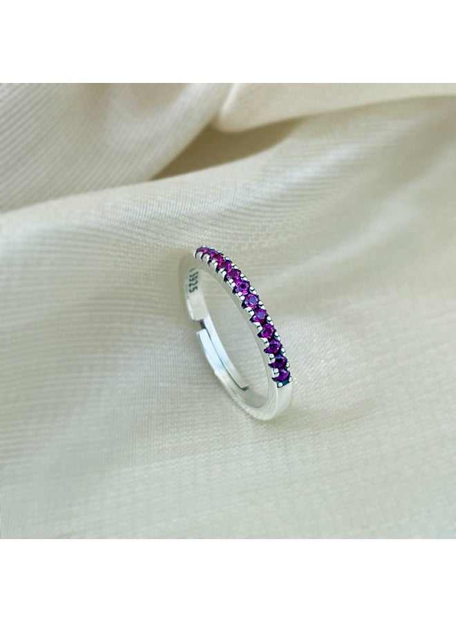 Heavy Industry Ring 925 Sterling Silver Full-set Colored Diamond Ring Women's Retro Exaggerated Design Sense Open-ended Ring Trendy Index Finger