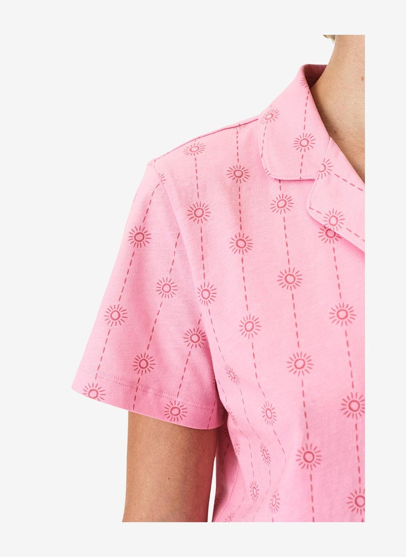 Penti Women Pink Stardust Short Sleeve Shirt Shorts Pink Set - Image 3
