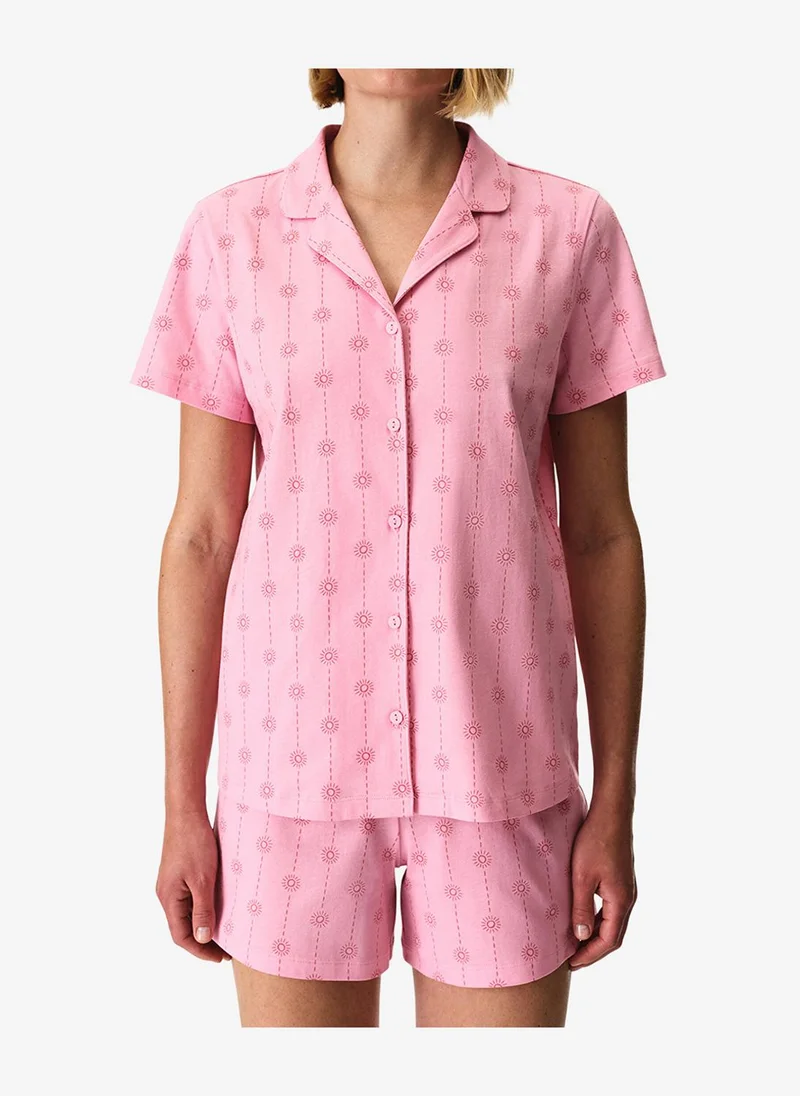 بنتي Women Pink Stardust Short Sleeve Shirt Shorts Pink Set